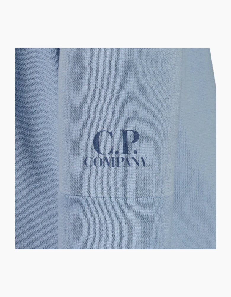 Cotton Crepe Crewneck Cuff Logo Knit