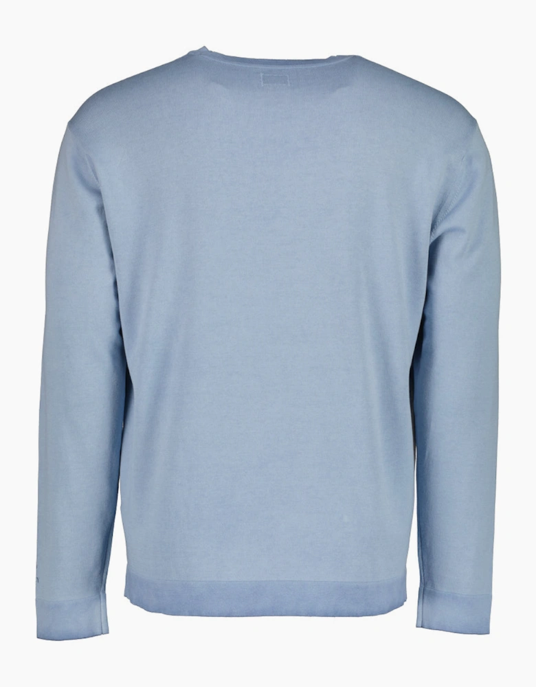 Cotton Crepe Crewneck Cuff Logo Knit