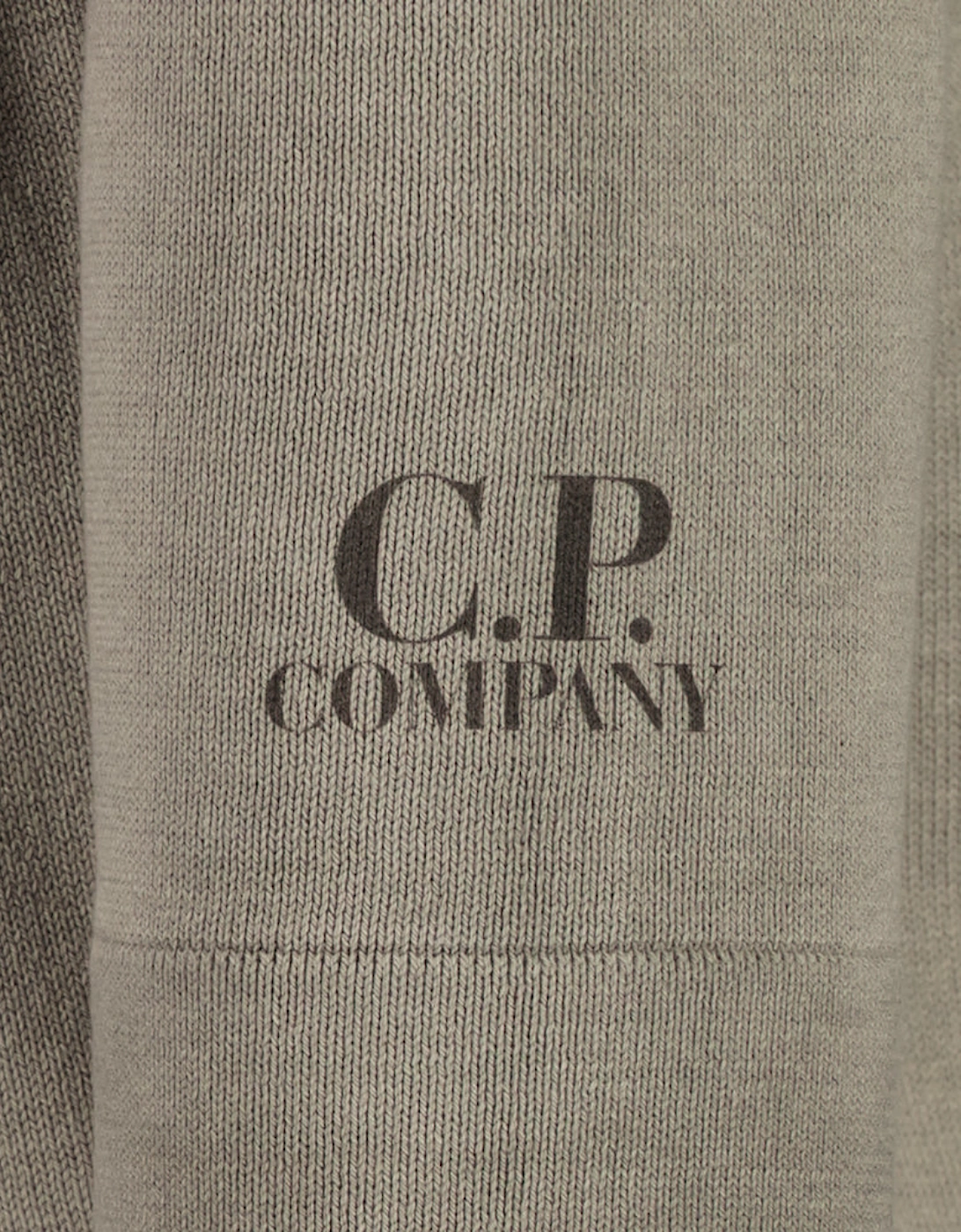 Cotton Crepe Crewneck Cuff Logo Knit