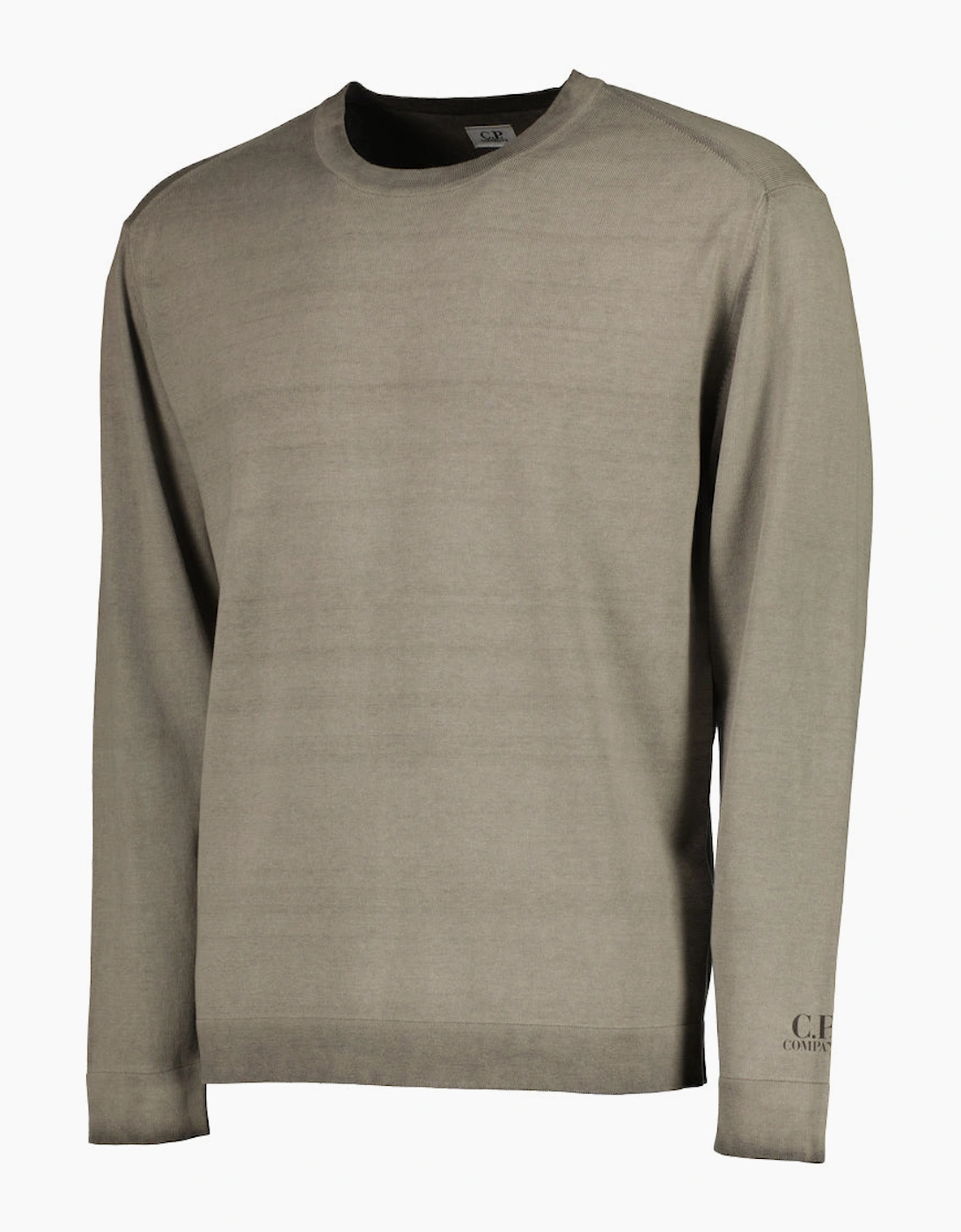 Cotton Crepe Crewneck Cuff Logo Knit