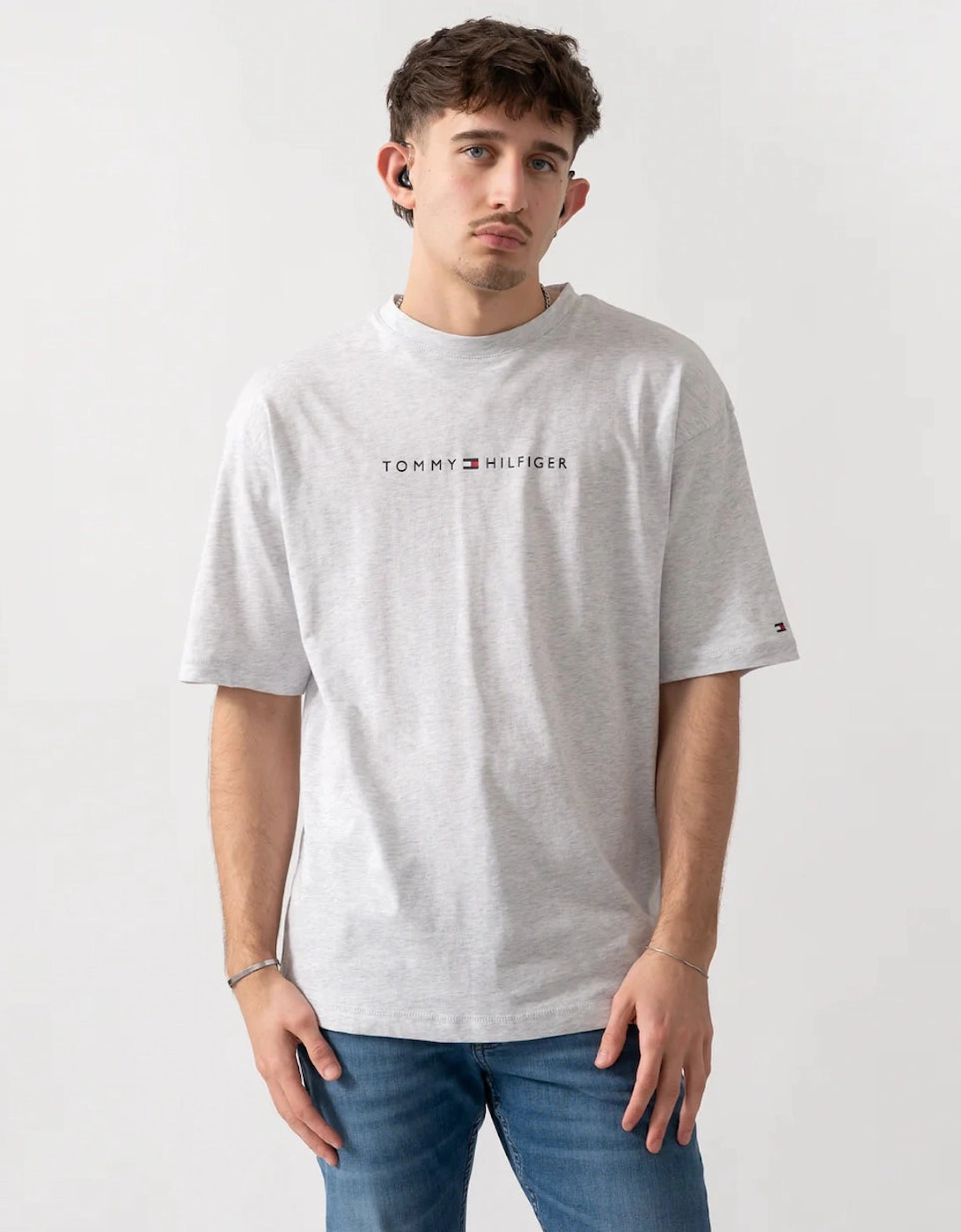Tommy Hilfiger SS LOGO TEE Mens T-Shirt Ice Grey Heather