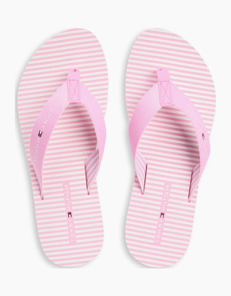 Tommy Hilfiger ITHACA STRIPE Womens Toe-Post Sandals Rose Petal