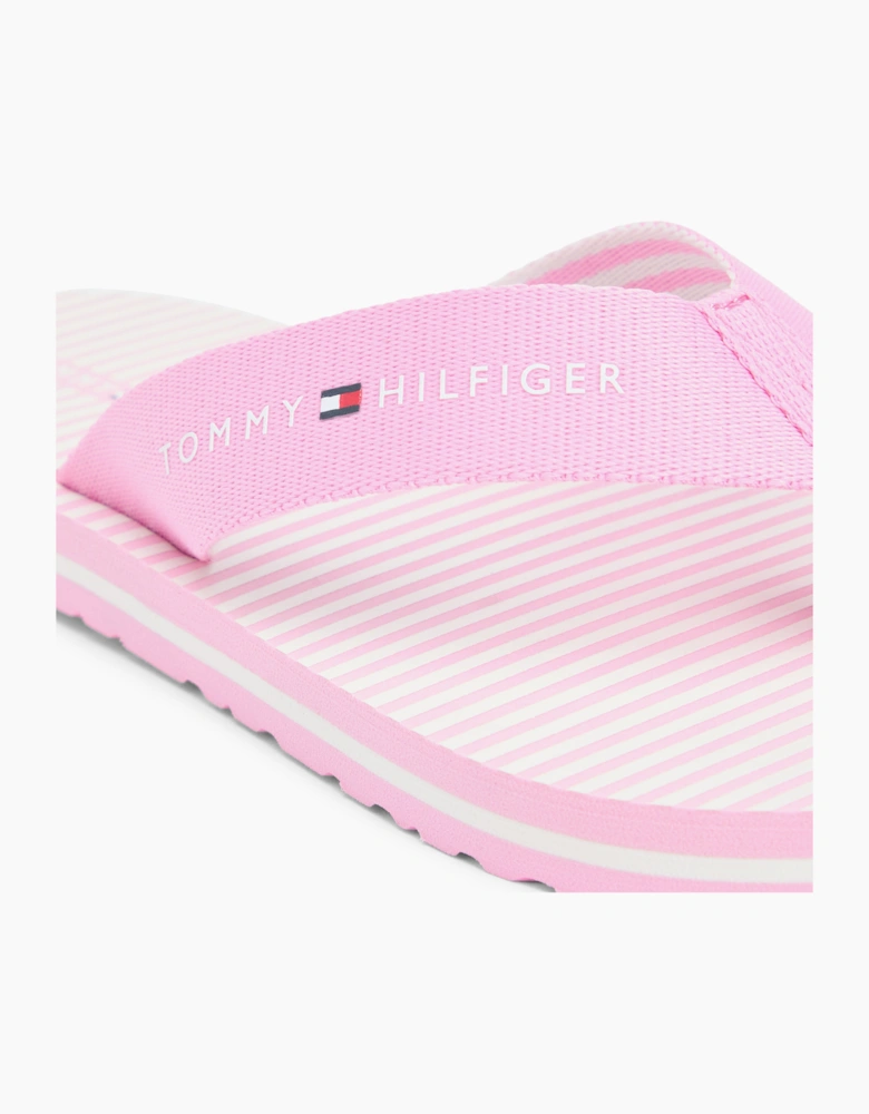 Tommy Hilfiger ITHACA STRIPE Womens Toe-Post Sandals Rose Petal