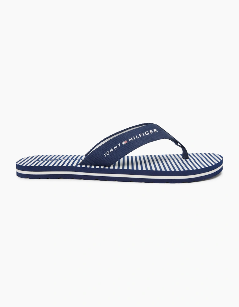 Tommy Hilfiger ITHACA STRIPE Womens Toe-Post Sandals Preppy Navy