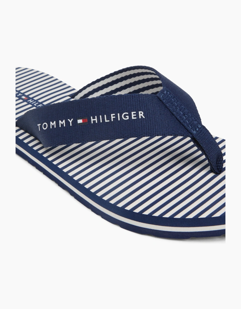 Tommy Hilfiger ITHACA STRIPE Womens Toe-Post Sandals Preppy Navy