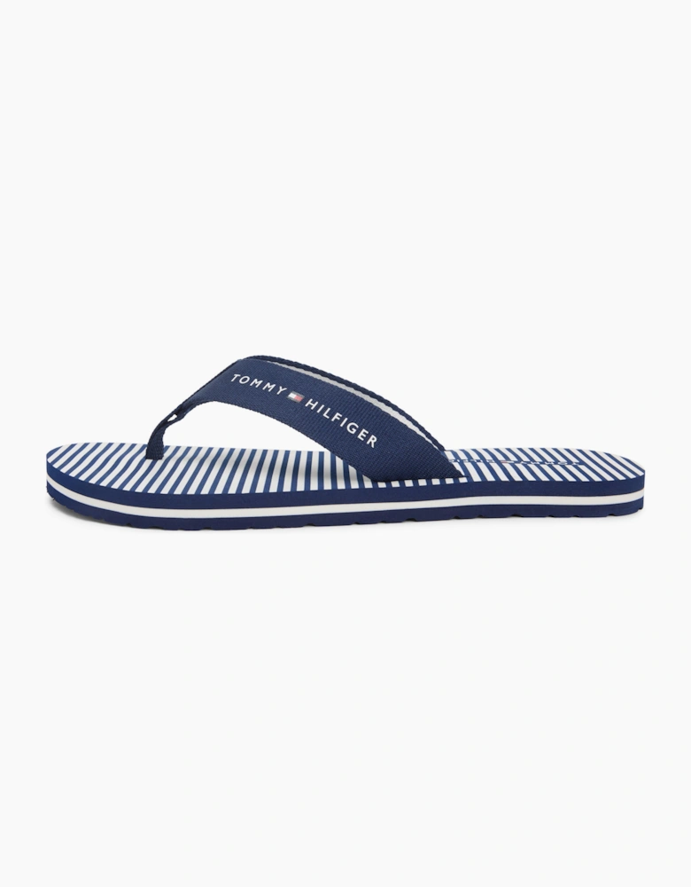 Tommy Hilfiger ITHACA STRIPE Womens Toe-Post Sandals Preppy Navy