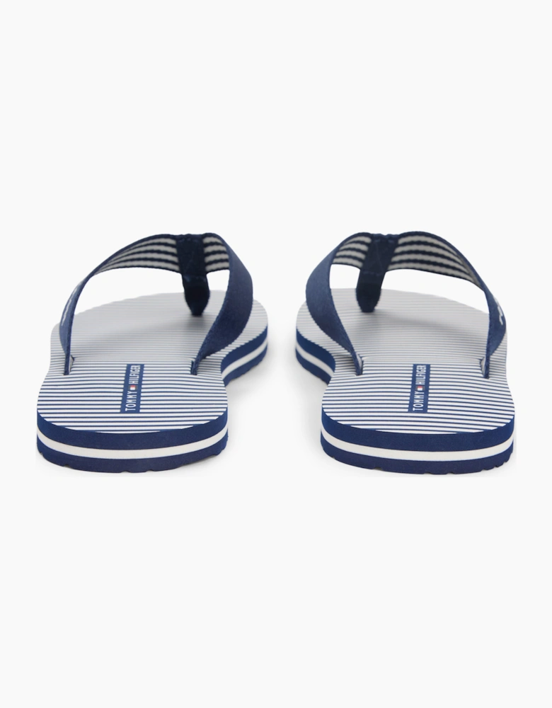 Tommy Hilfiger ITHACA STRIPE Womens Toe-Post Sandals Preppy Navy