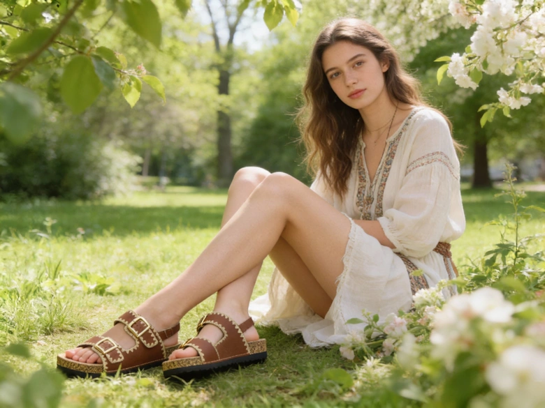 Heavenly Feet SANDY Womens Mules Sandals Bark