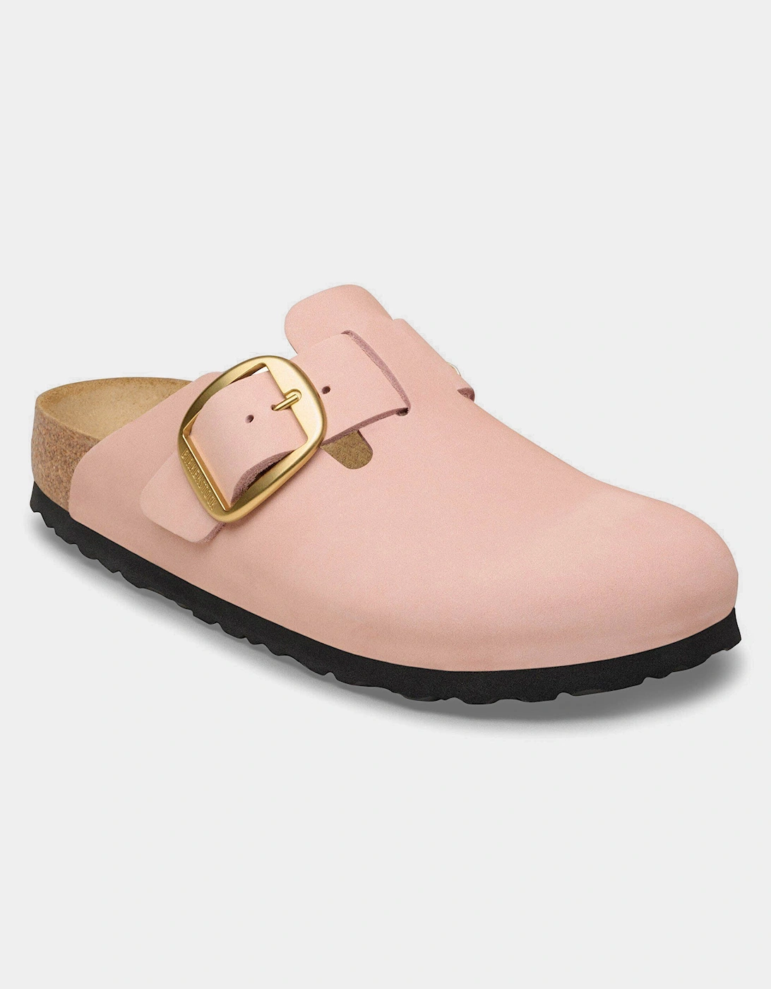 Birkenstock Boston Big Buckle Nubuck Leather Womens Clogs - Soft Pink