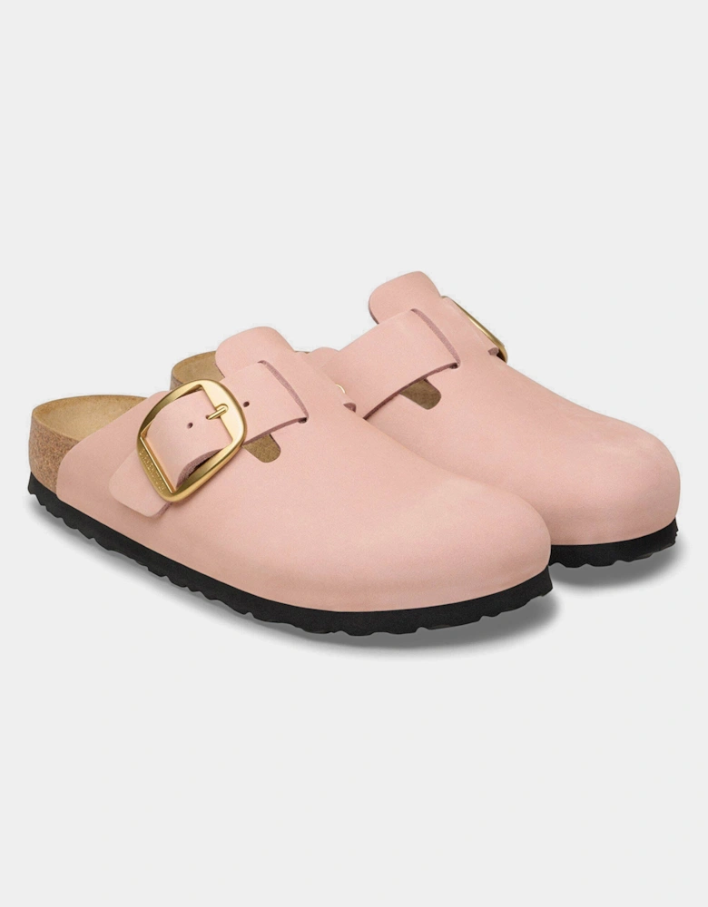 Birkenstock Boston Big Buckle Nubuck Leather Womens Clogs - Soft Pink