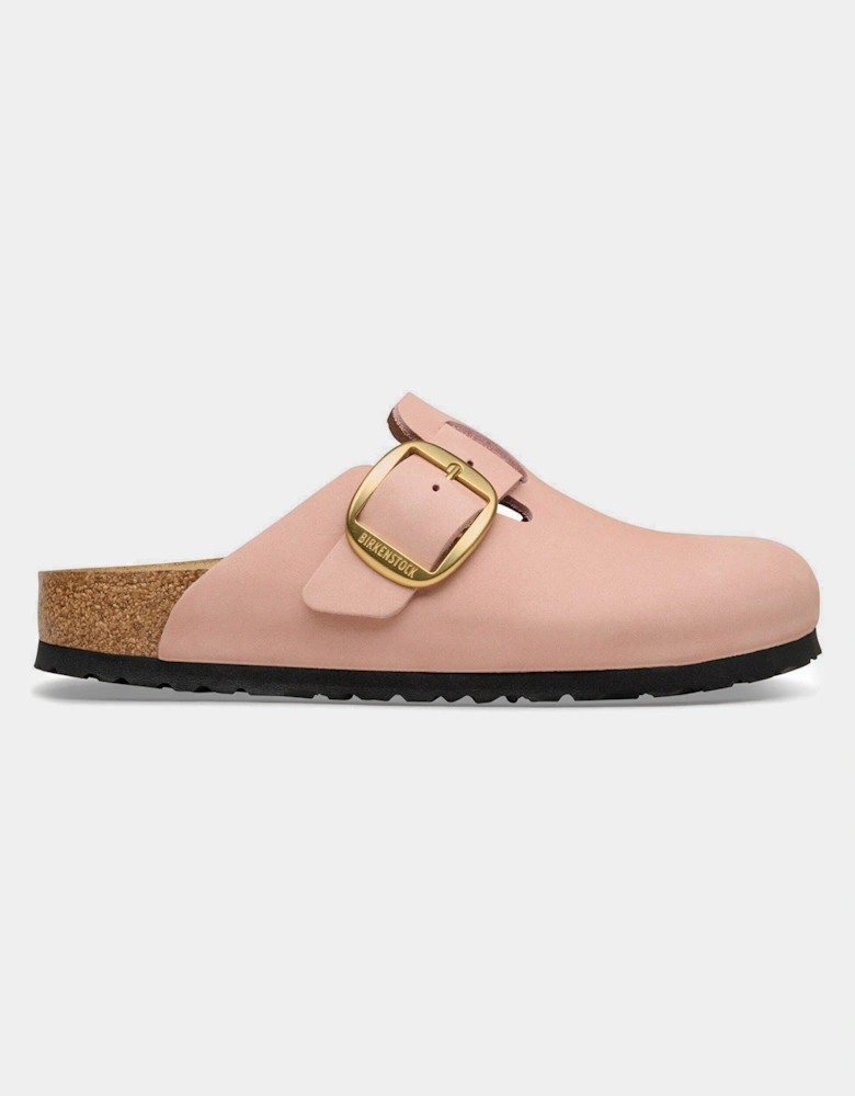Birkenstock Boston Big Buckle Nubuck Leather Womens Clogs - Soft Pink
