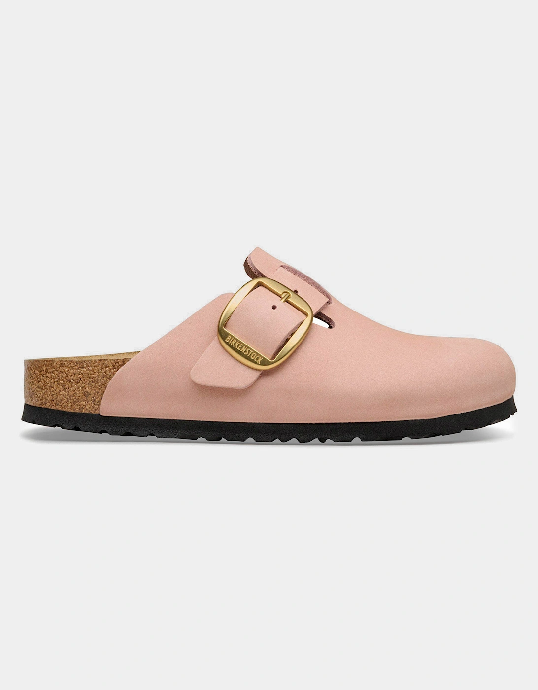 Birkenstock Boston Big Buckle Nubuck Leather Womens Clogs - Soft Pink