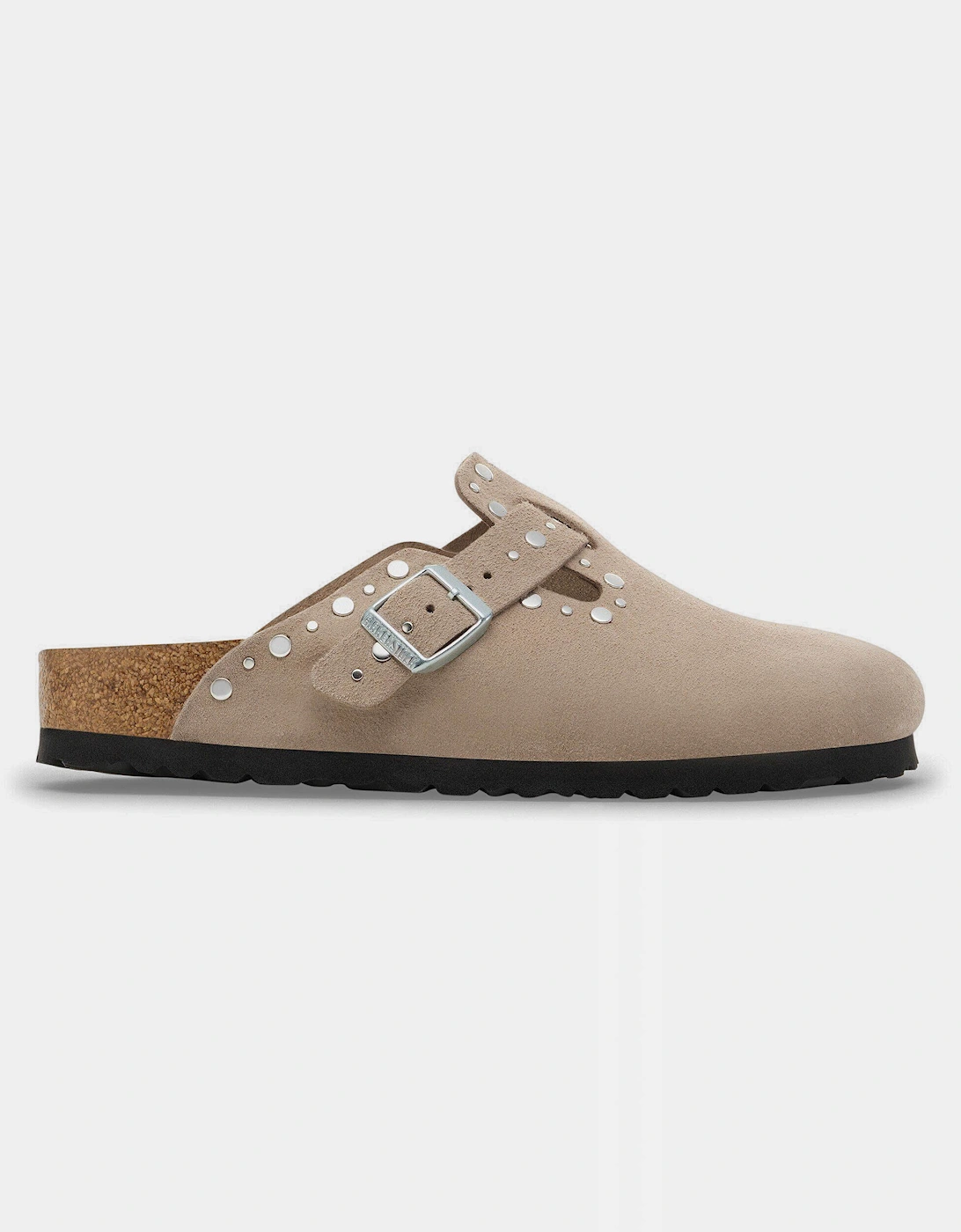 Birkenstock Boston Rivet Suede Leather Womens Clogs - Taupe