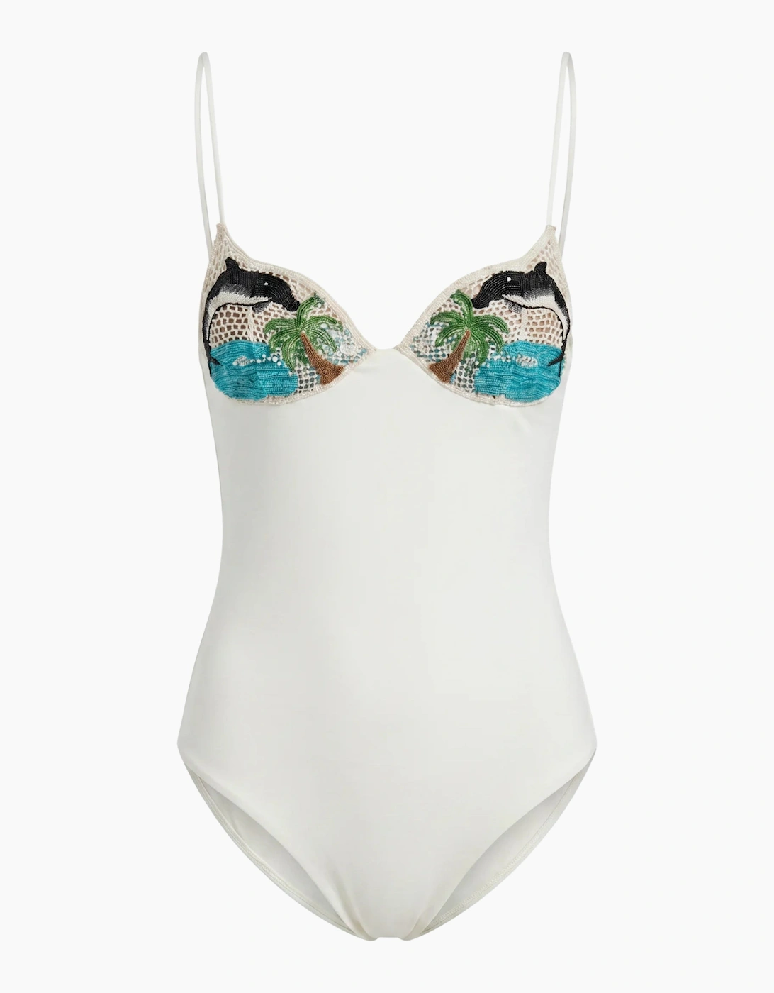 Dolphin One Piece Swimsuit White in Stock