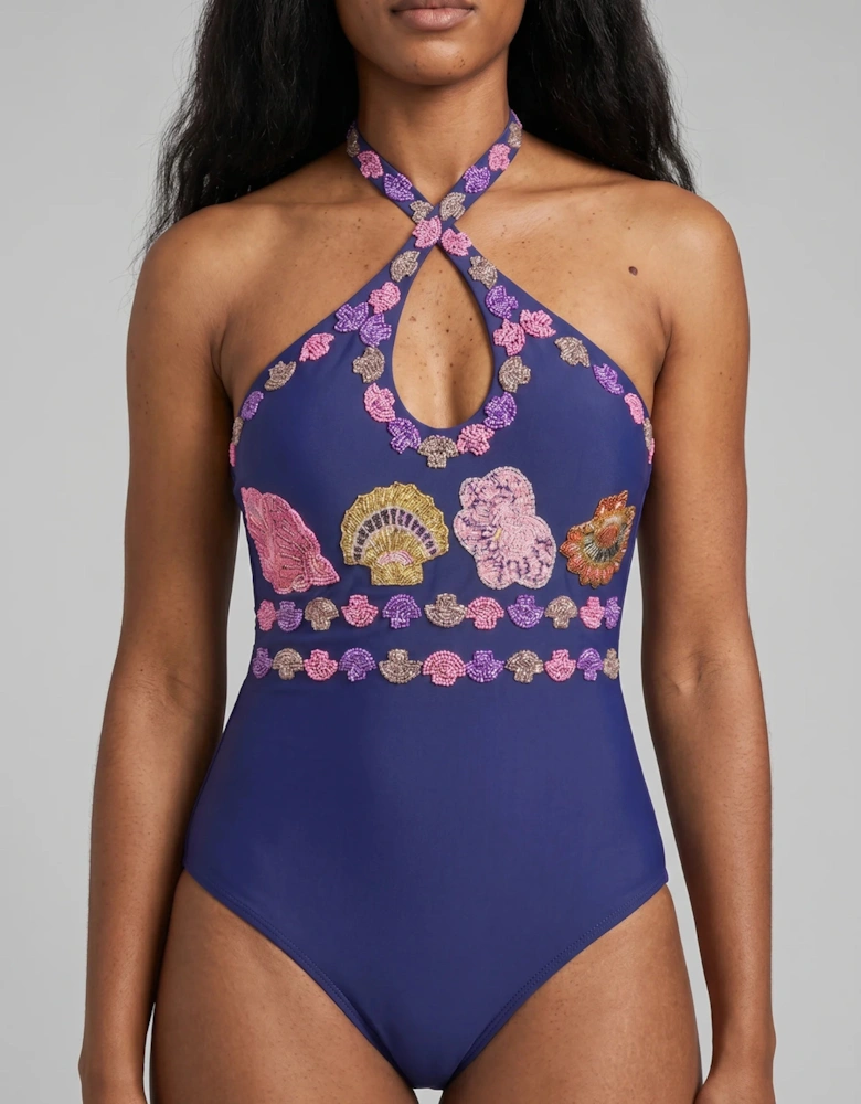 Sirena Halter Swimsuit Blue