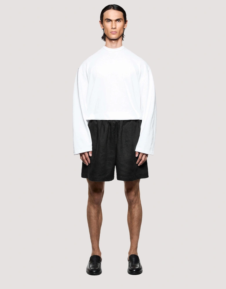 Relaxed Fit Linen Wide Leg Shorts