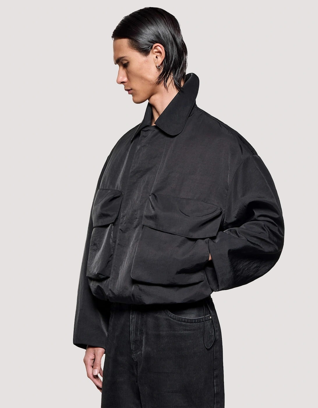 Box Fit Silky Nylon Pilot Jacket