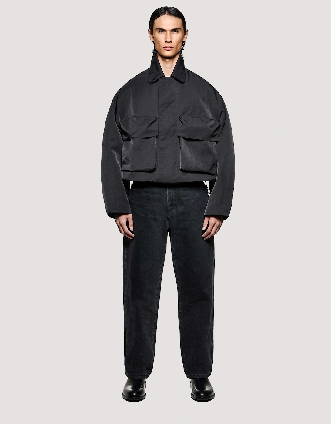 Box Fit Silky Nylon Pilot Jacket