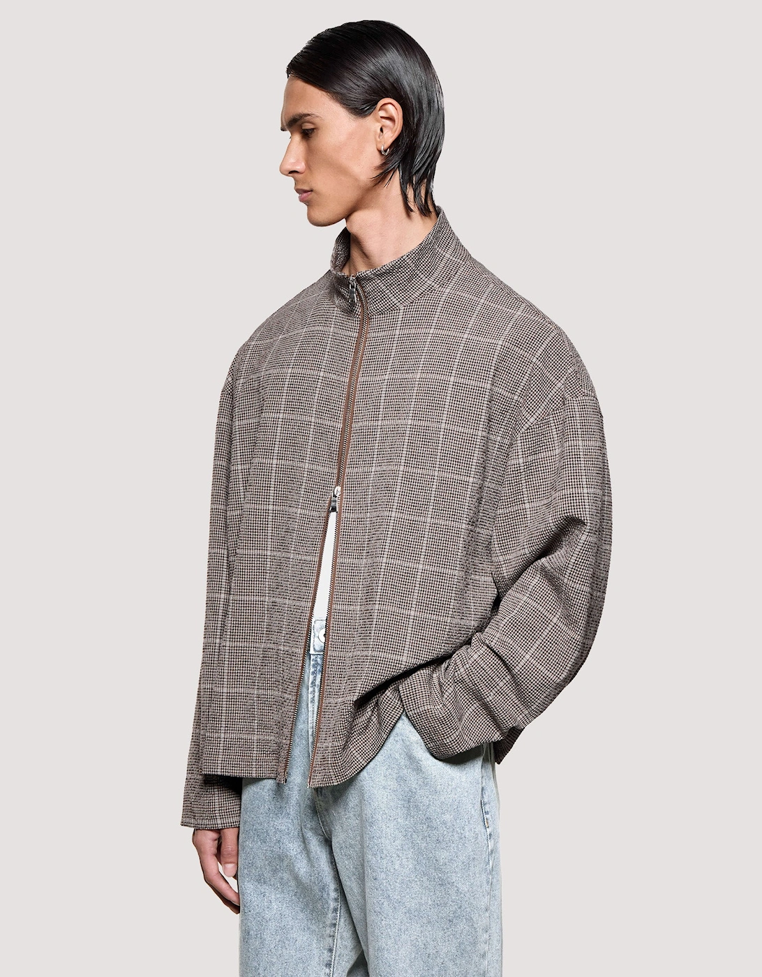 Box Fit Seersucker Check Track Jacket