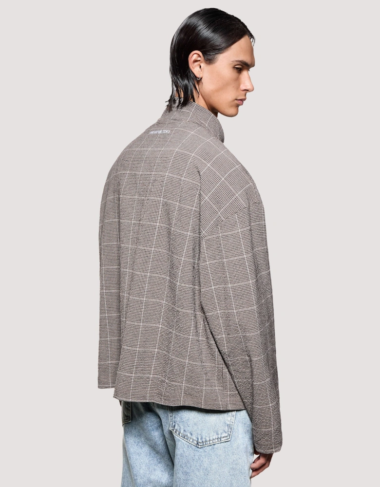 Box Fit Seersucker Check Track Jacket