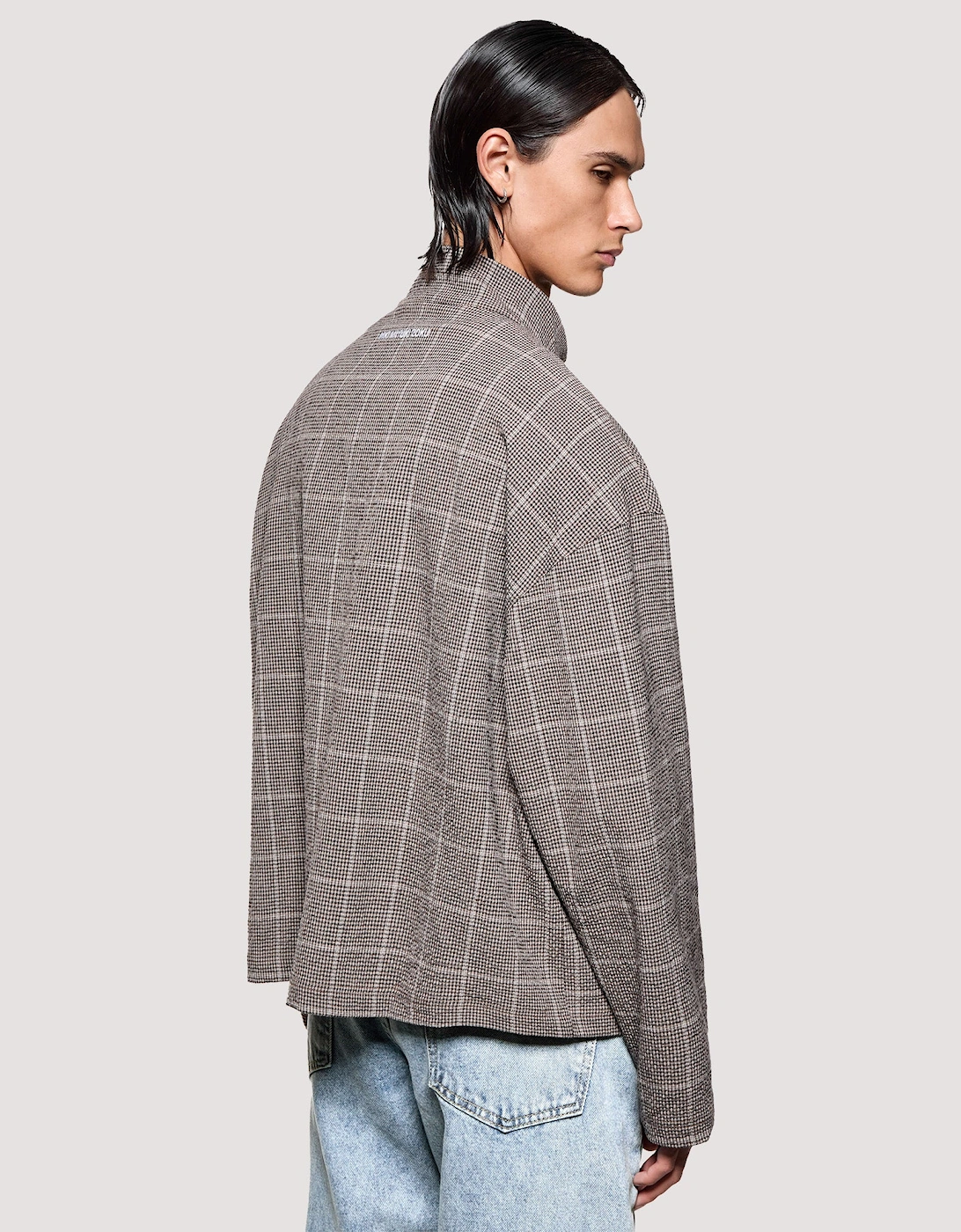 Box Fit Seersucker Check Track Jacket