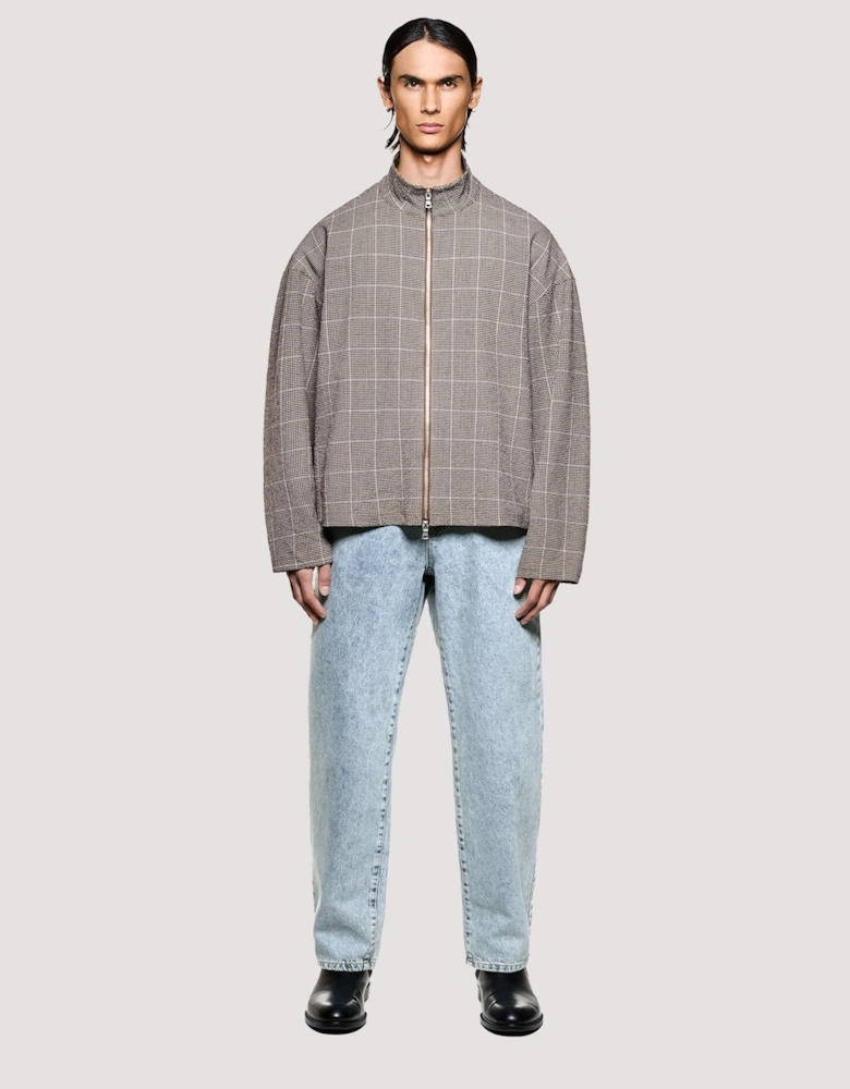 Box Fit Seersucker Check Track Jacket