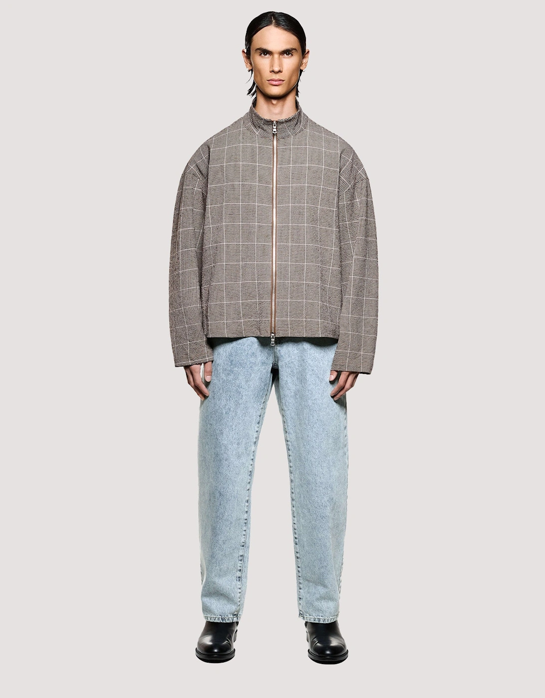 Box Fit Seersucker Check Track Jacket