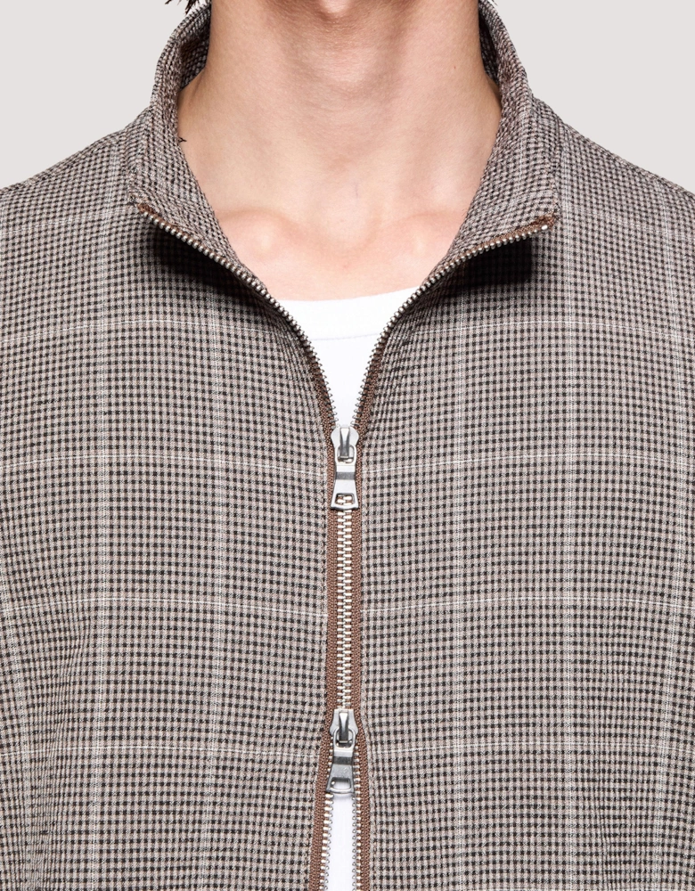 Box Fit Seersucker Check Track Jacket