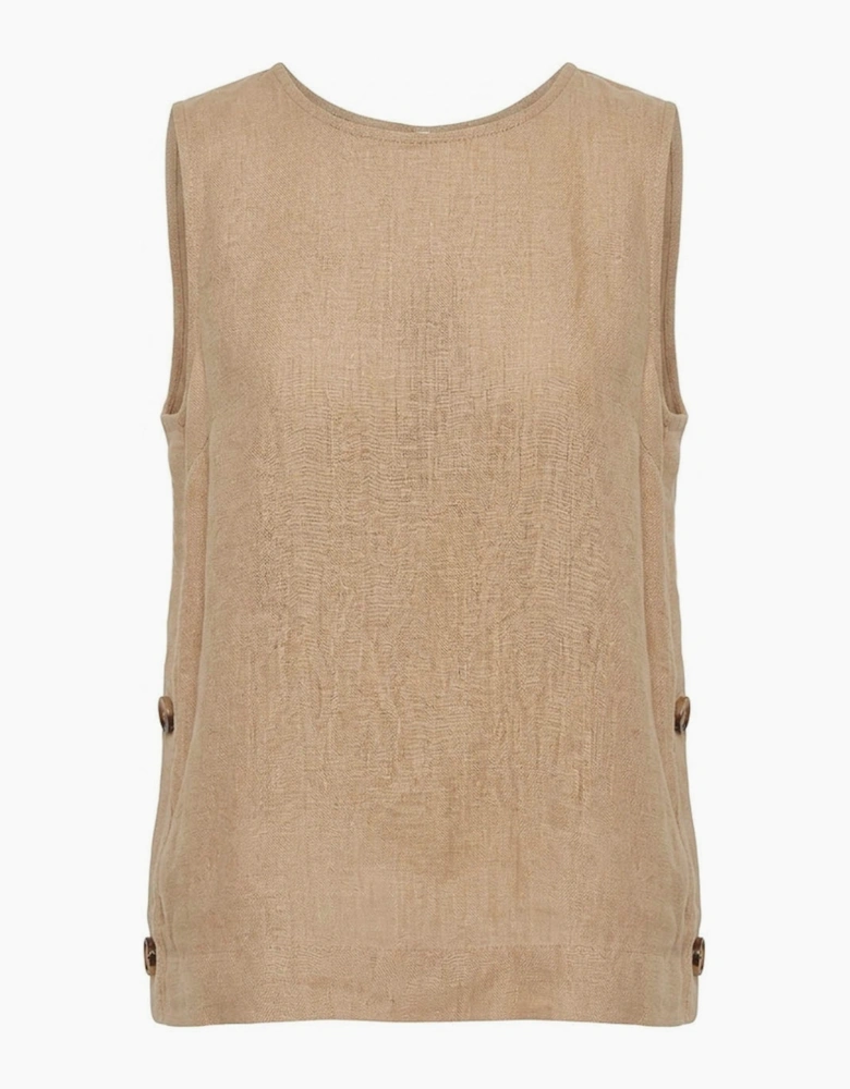 Sand Linen Sleeveless Top