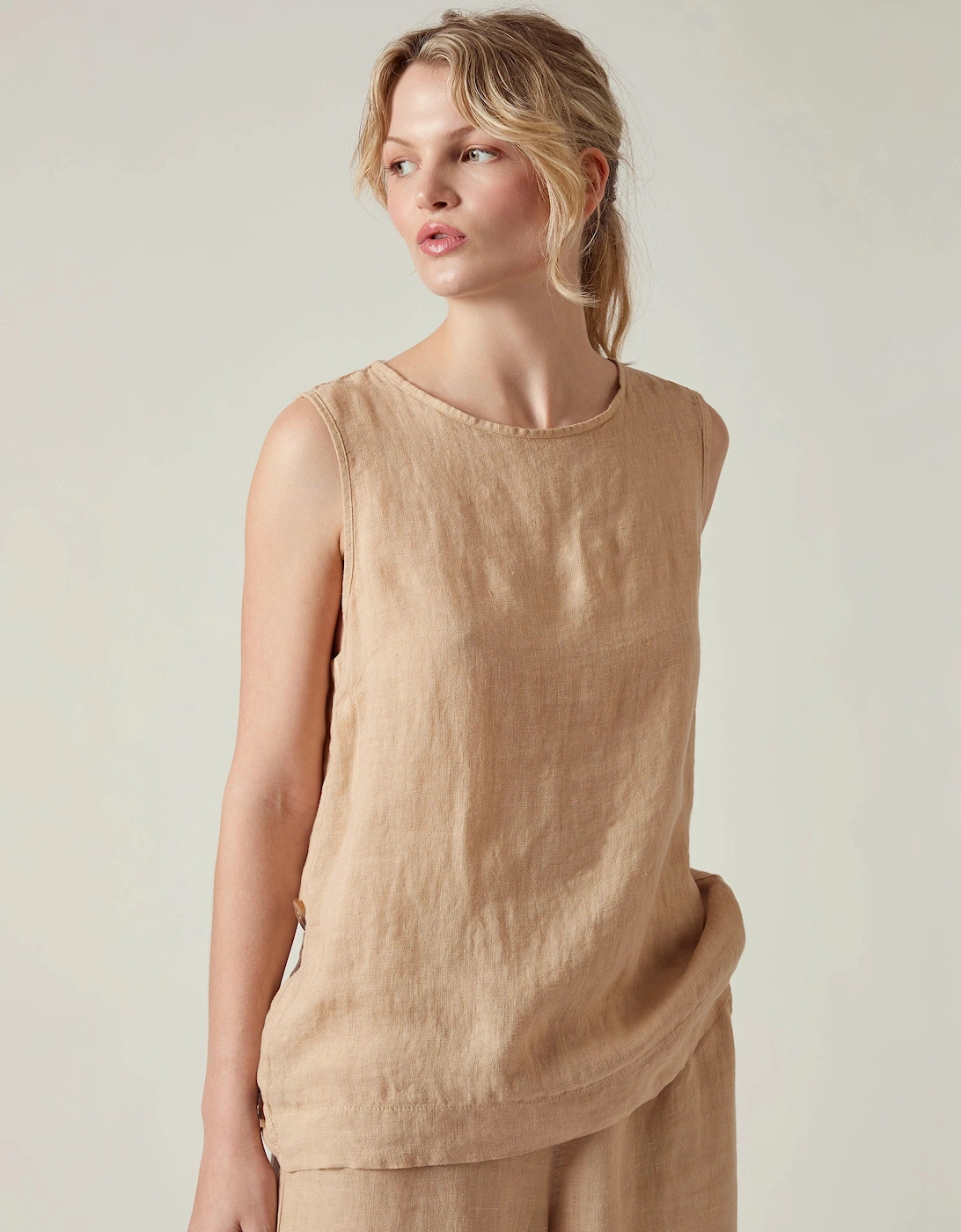 Sand Linen Sleeveless Top
