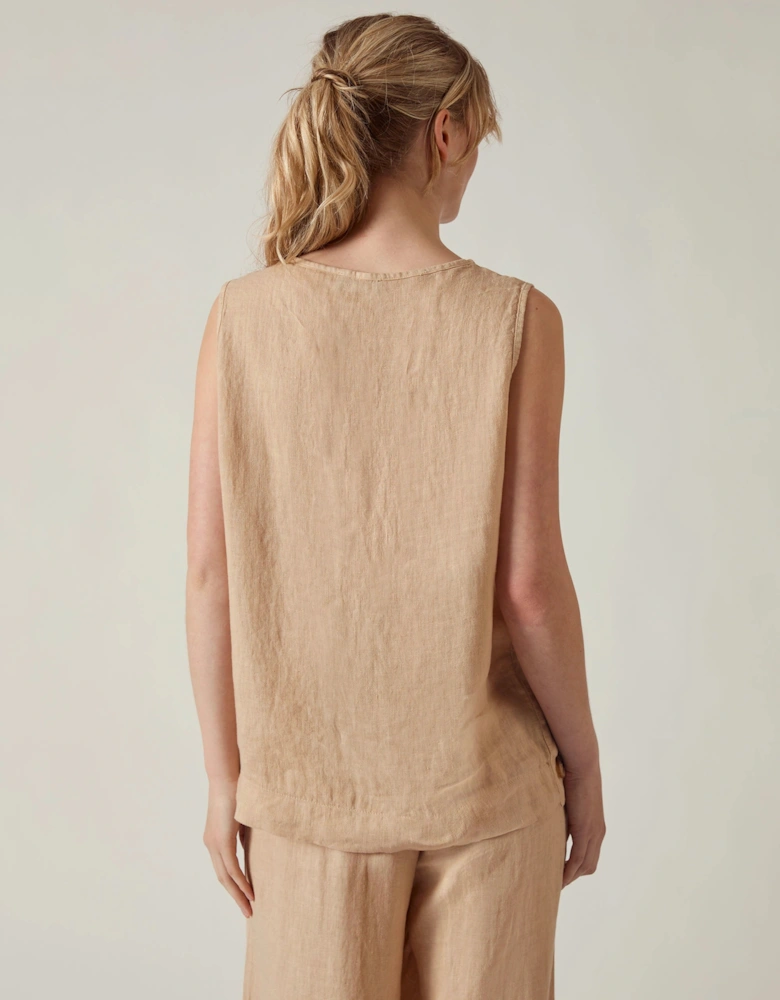 Sand Linen Sleeveless Top
