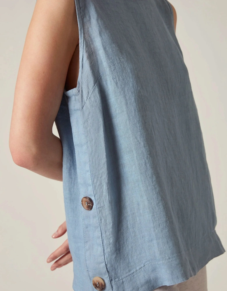 Denim Blue Linen Sleeveless Top