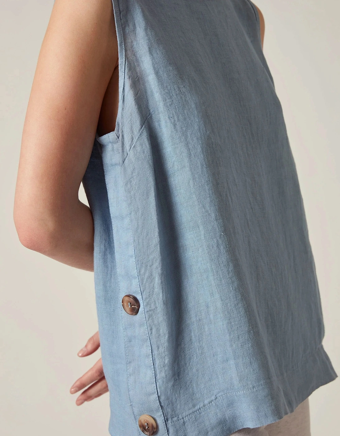 Denim Blue Linen Sleeveless Top