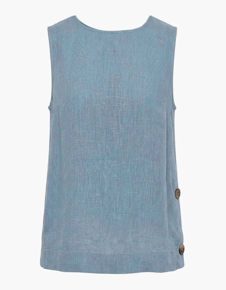 Denim Blue Linen Sleeveless Top