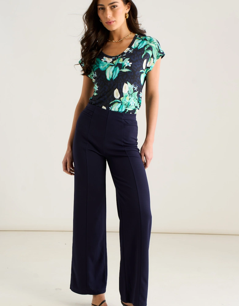 East Village Multicolour Tropical Animal Print Short Sleeve top