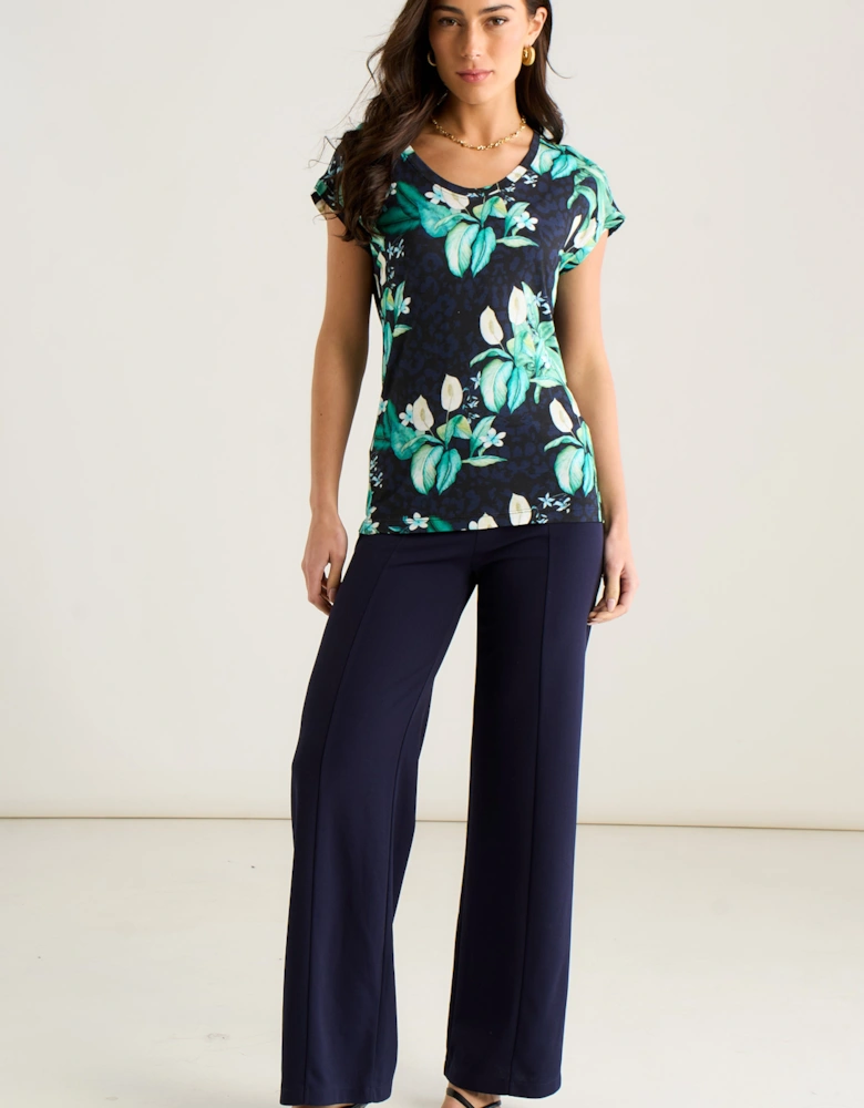 East Village Multicolour Tropical Animal Print Short Sleeve top