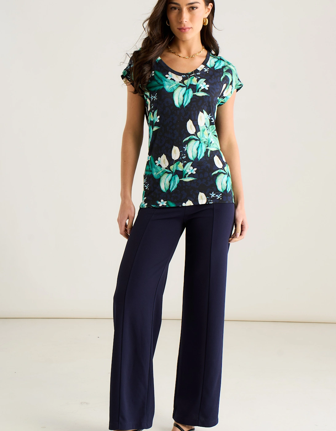 East Village Multicolour Tropical Animal Print Short Sleeve top