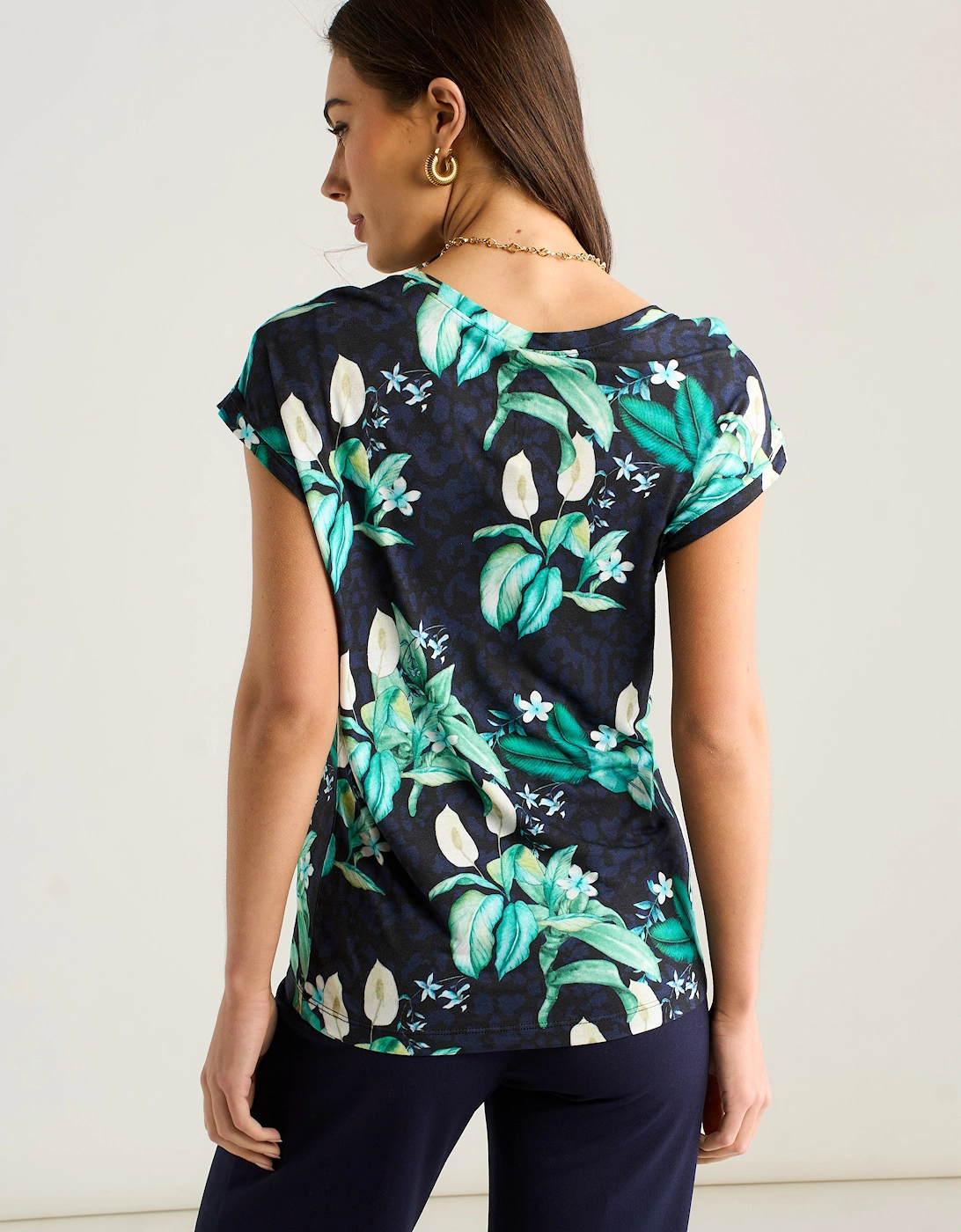 East Village Multicolour Tropical Animal Print Short Sleeve top