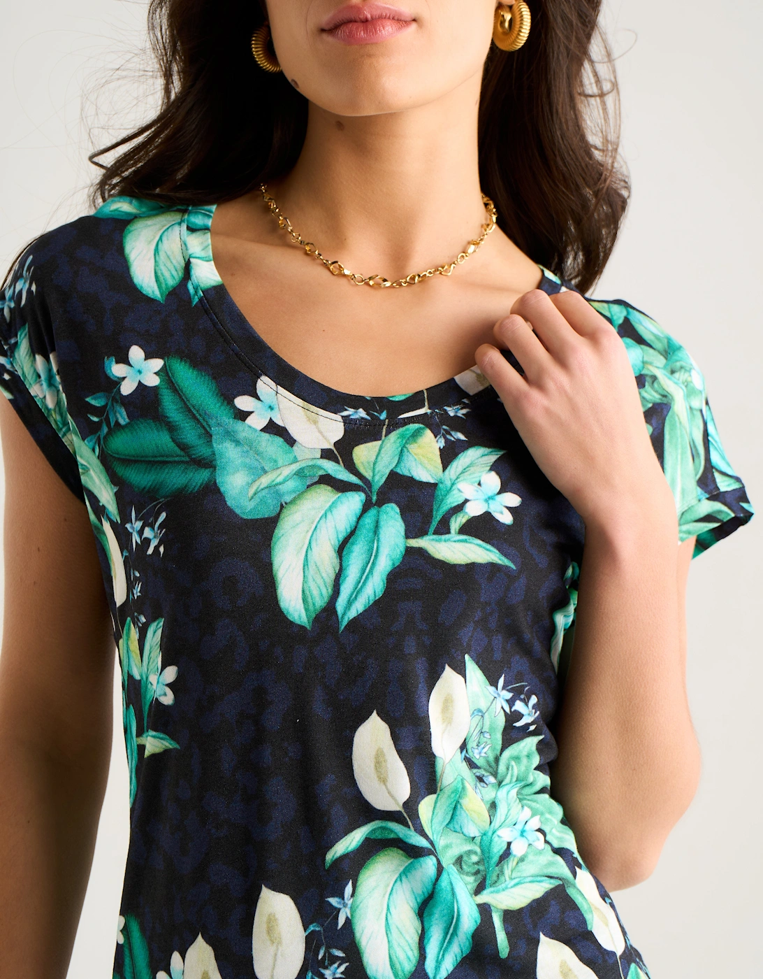 East Village Multicolour Tropical Animal Print Short Sleeve top