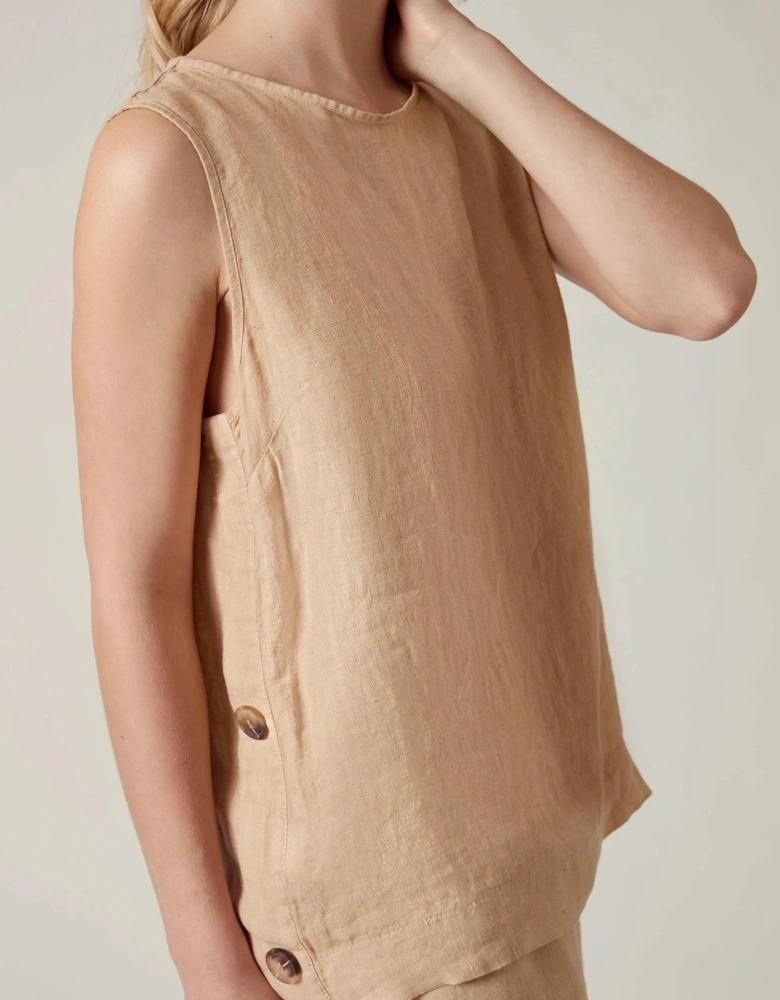 Sand Linen Sleeveless Top