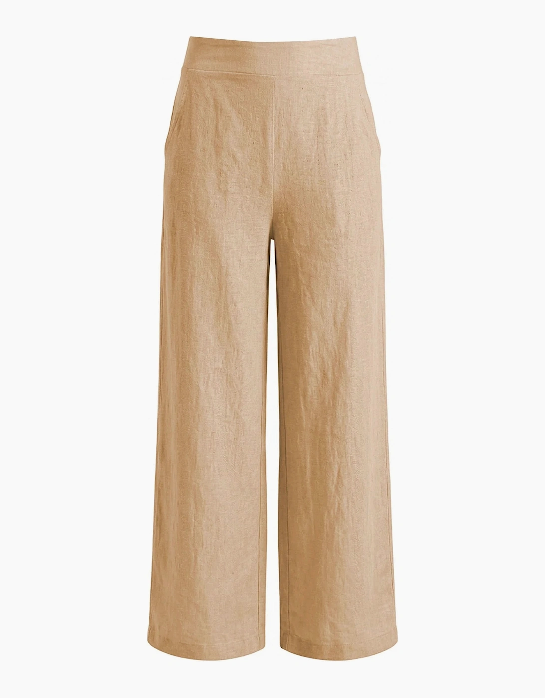 Sand Linen Wide-Leg Trousers