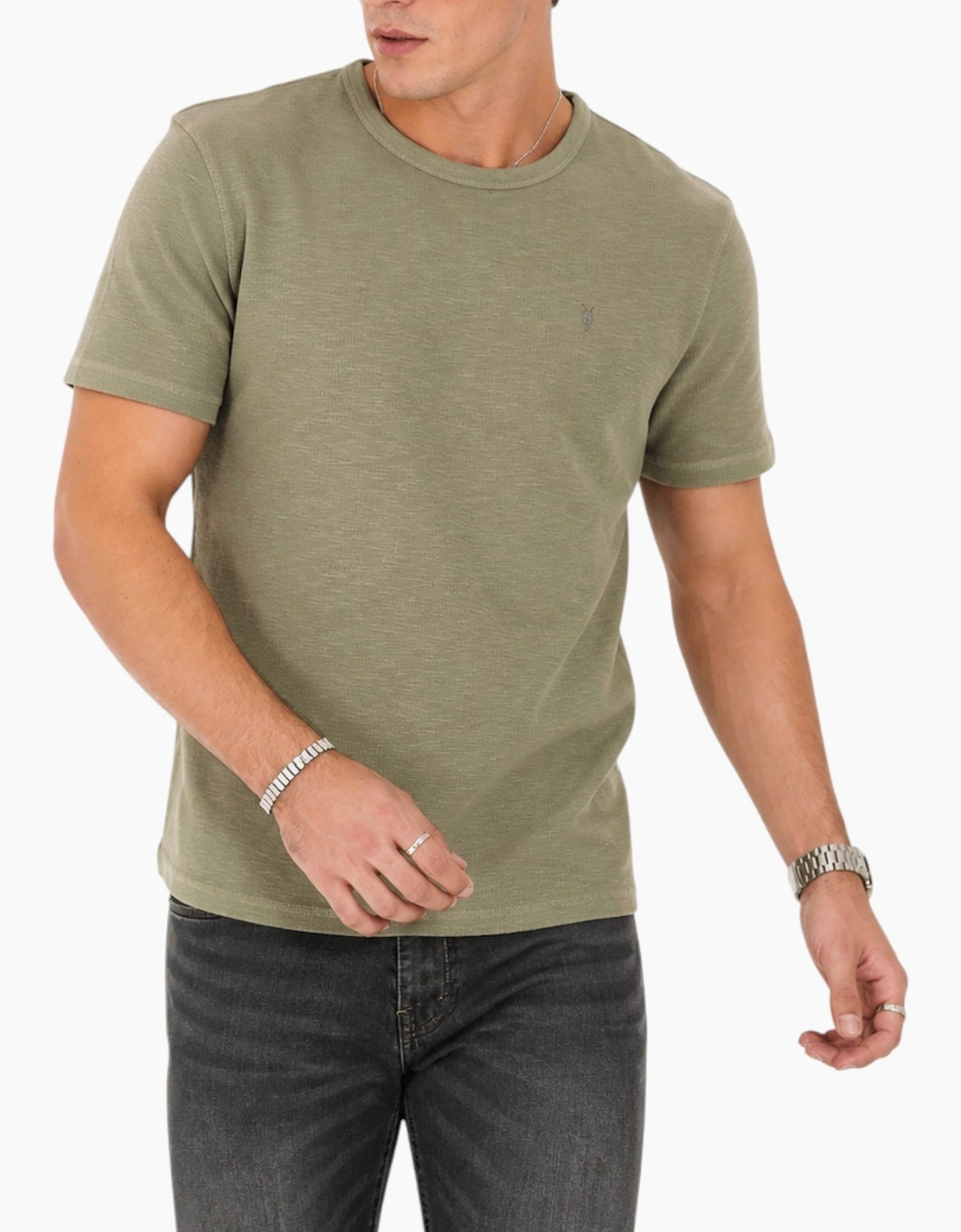 AllSaints Esum Mens T Shirts Waffle Texture Crew Neck Short Sleeve Summer Tee