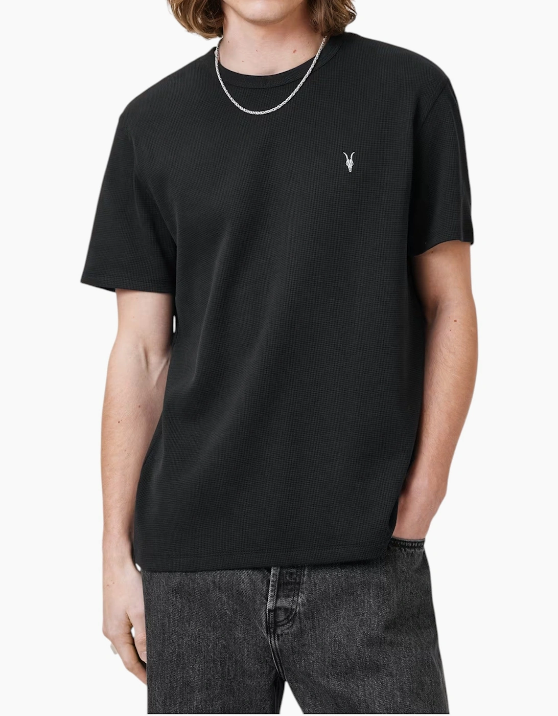 AllSaints Esum Mens T Shirts Waffle Texture Crew Neck Short Sleeve Summer Tee