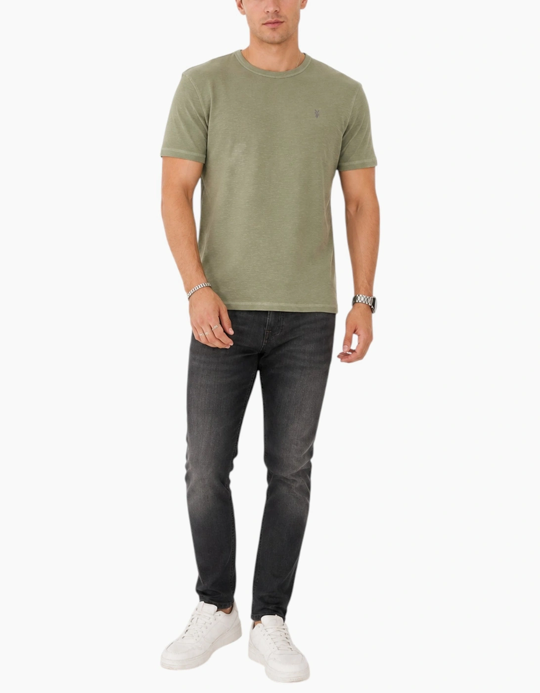 AllSaints Esum Mens T Shirts Waffle Texture Crew Neck Short Sleeve Summer Tee