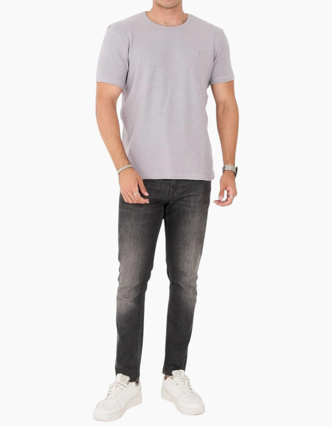 AllSaints Esum Mens T Shirts Waffle Texture Crew Neck Short Sleeve Summer Tee
