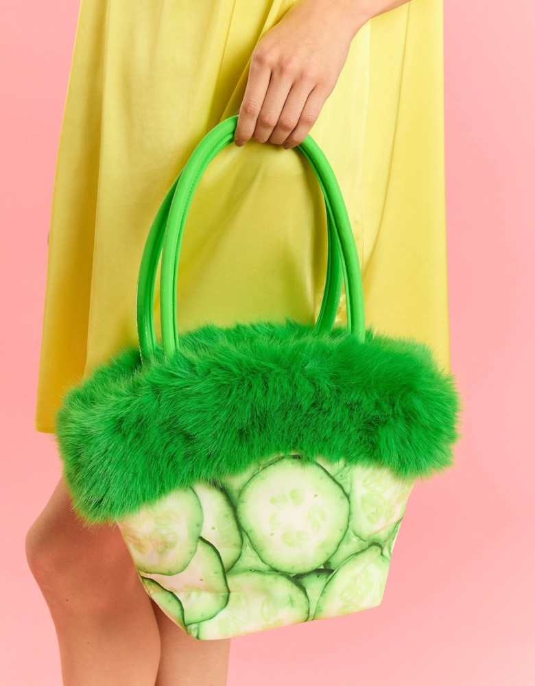 Cucumber Bamboo Faux Fur Bag