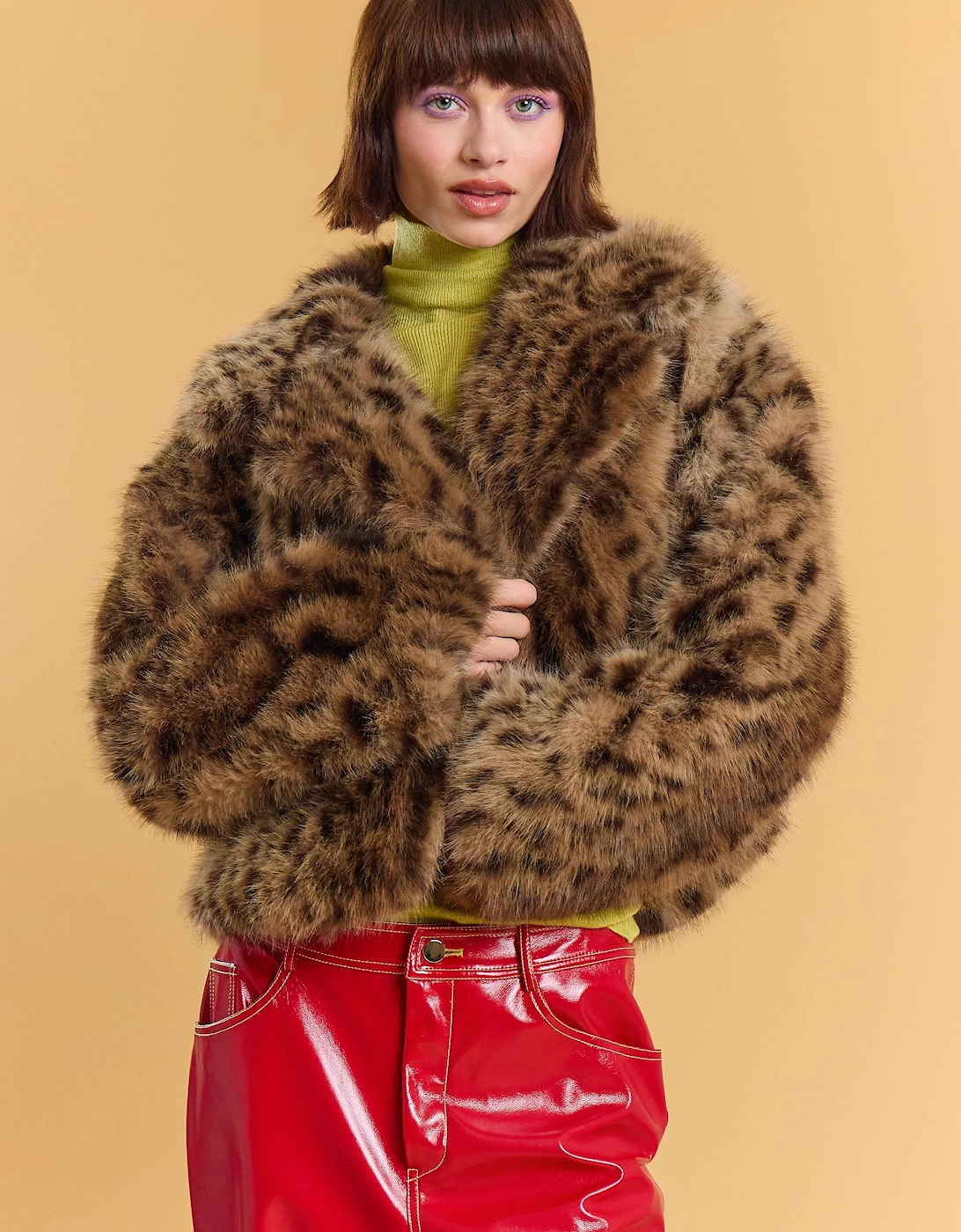 Bamboo Blend Animal Print Cropped Jacket