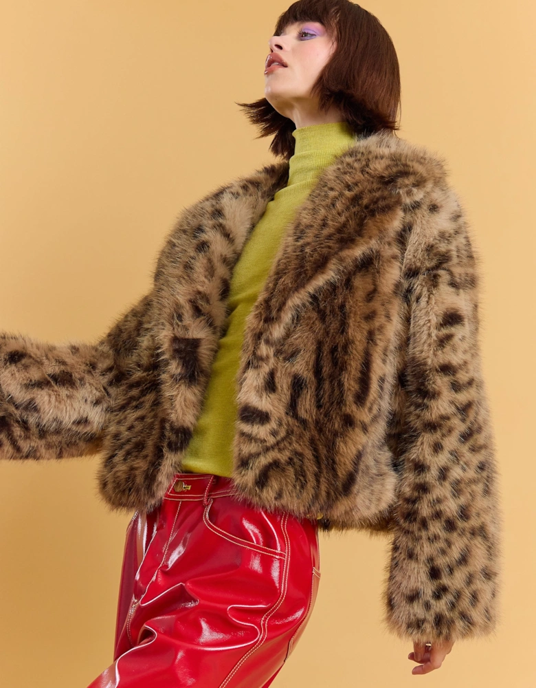 Bamboo Blend Animal Print Cropped Jacket