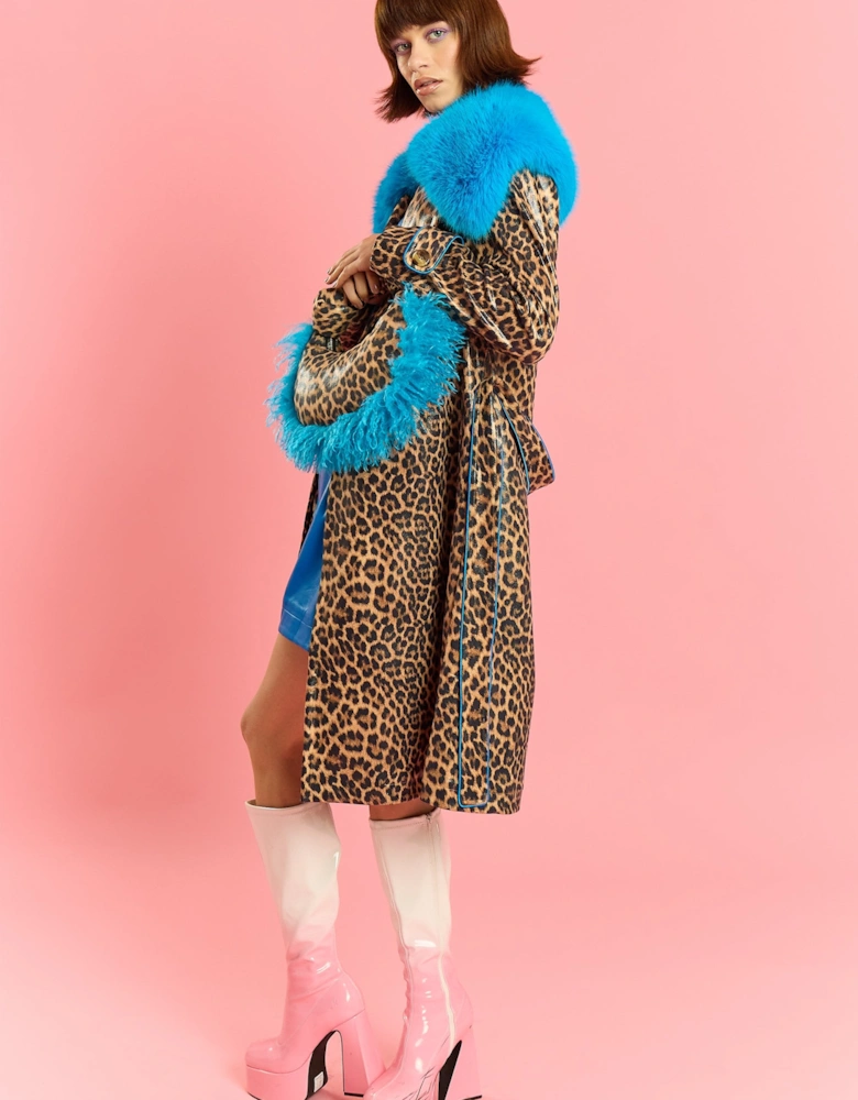Animal Print Eco Leather Bamboo Faux Fur Tote Bag