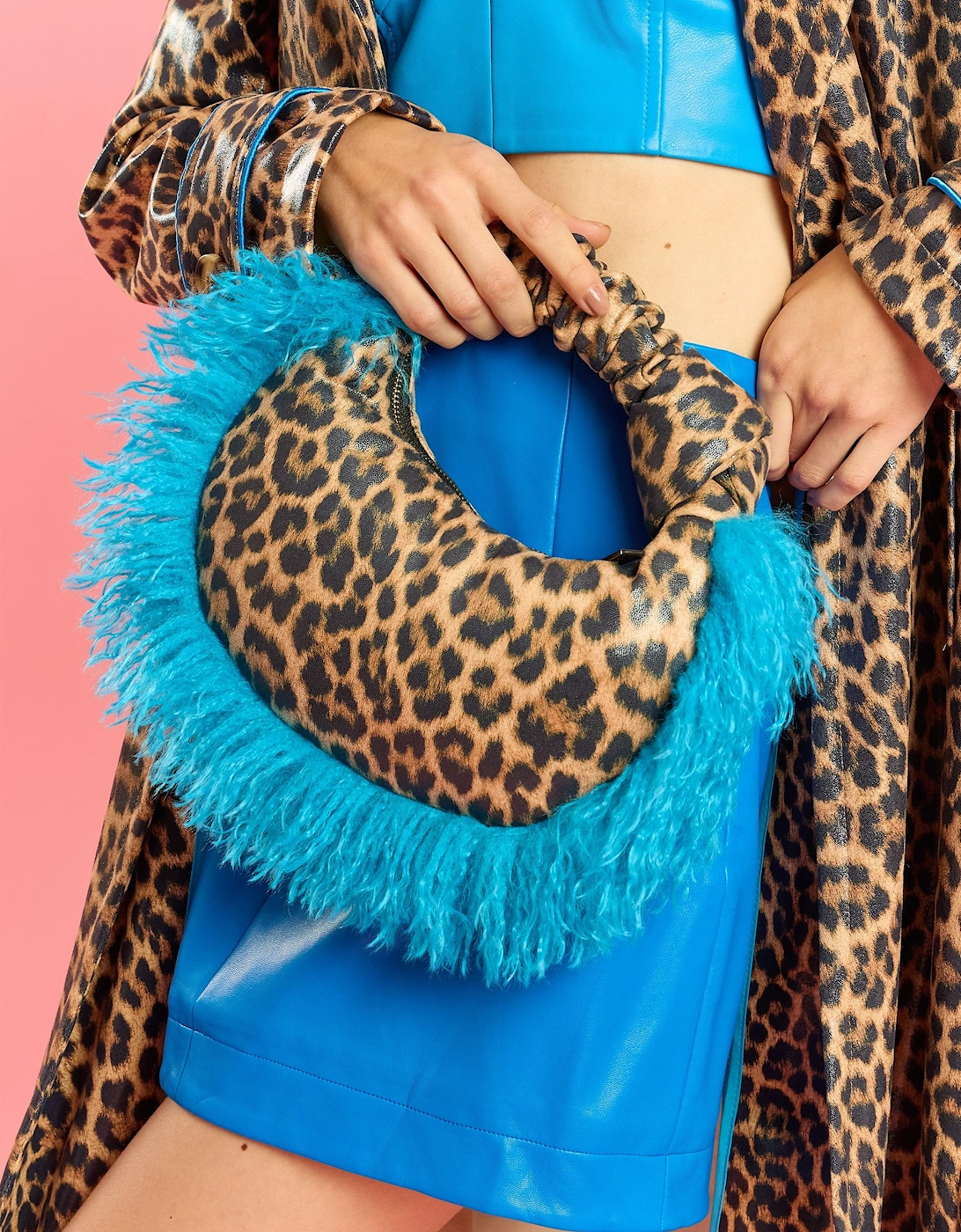 Animal Print Eco Leather Bamboo Faux Fur Tote Bag